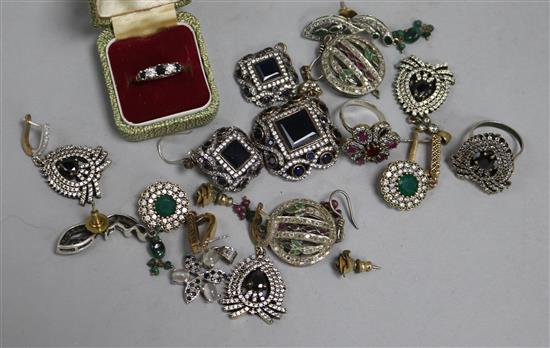 A five-stone ring and mixed costume jewellery